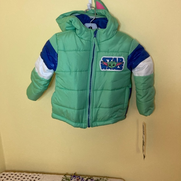 NWT The Mandalorian Green & Blue the Child Hooded Puffer Jacket- Toddler - Picture 10 of 11